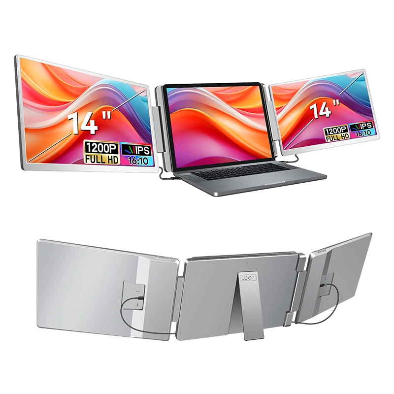 S7 Portable 14 Inch Triple Screen Laptop Extender - 1080P Monitor