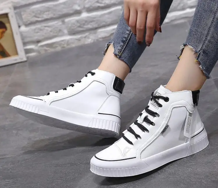 Soft Breathable High Cut Sport Shoes  Fashion comfortable Women Skateboard Shoes Girls White Casual Shoes