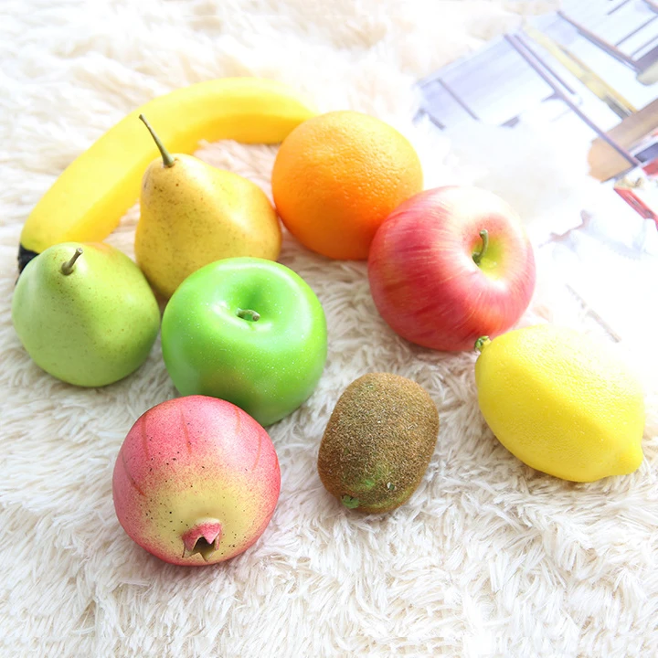 现实泡沫苹果橙色香蕉桃装饰迷你人造水果