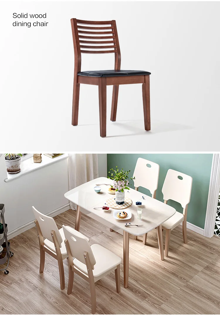 Linsy Home household tempered glass folding round dining table solid wood feet dining table and chairs