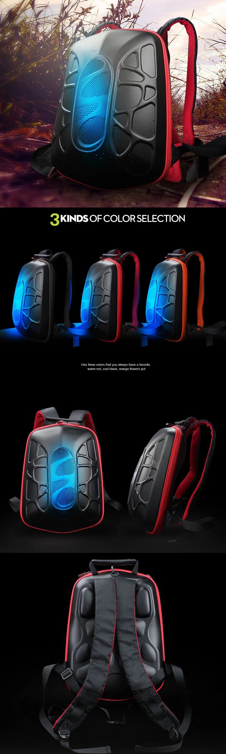 Fashionable Design Waterproof Sound Speaker Backpack With Built In
