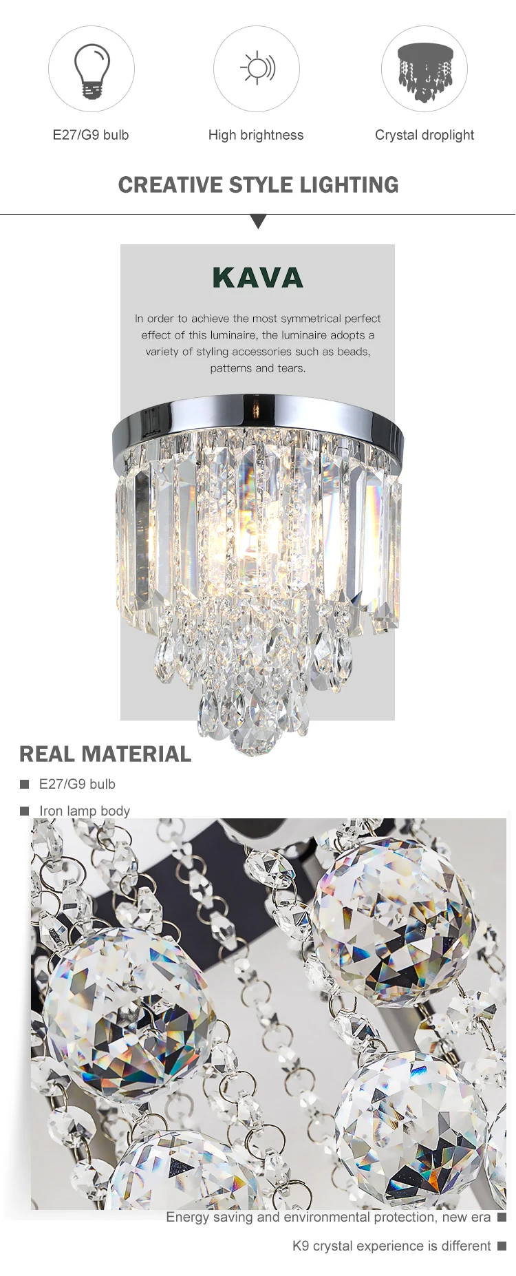 Modern crystal indoor decoration for bedroom hotel lobby pendant ceiling Light