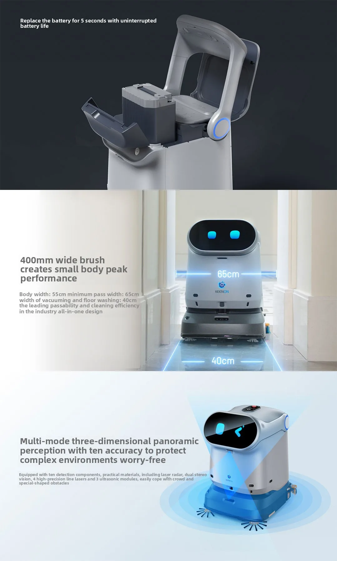 Professional Four-In-One Intelligent Cleaning Robot for Small Medium-Sized Office Buildings Supermarkets High Peak Energy details