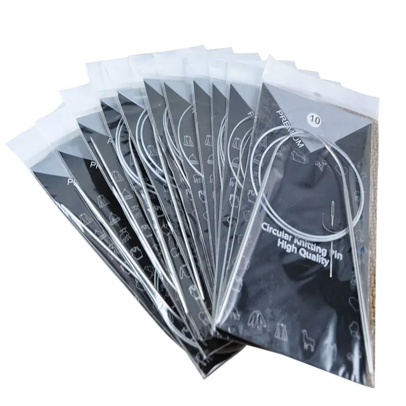 43cm 43cm/65cm/80cm 11 Pairs High End Stainless Circular Knitting Needles Set Sweater Needle Kit with Steel Wire Lace 