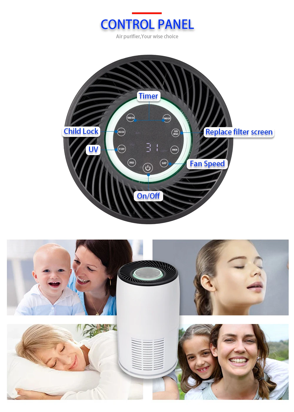 Hepa Filter Uv Light Purificador De Aire Cleaner Hotel Home Uv Portable Air Purifier Buy