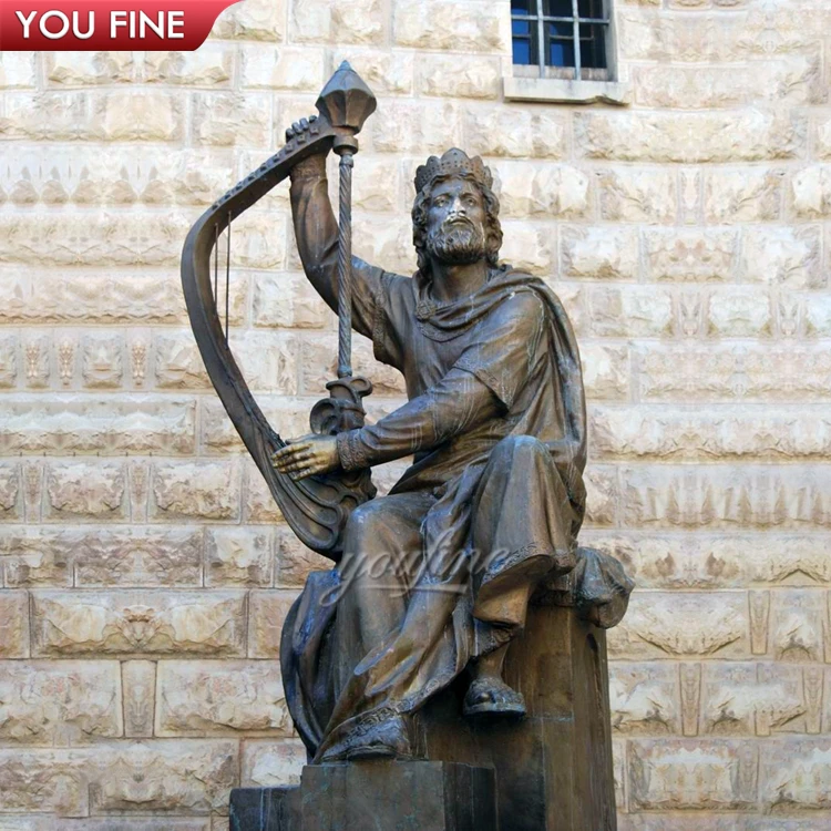 Life Size Bronze Sculpture of King David Playing Harp
