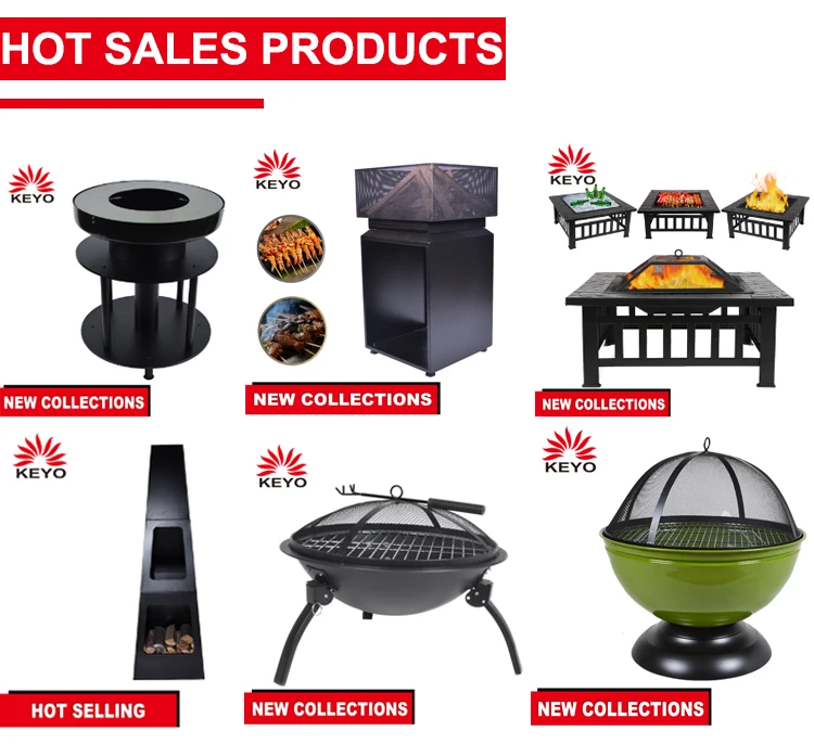 Keyo Easy Assemble Outdoor Garden Black Wood Burning Steel Metal Fire