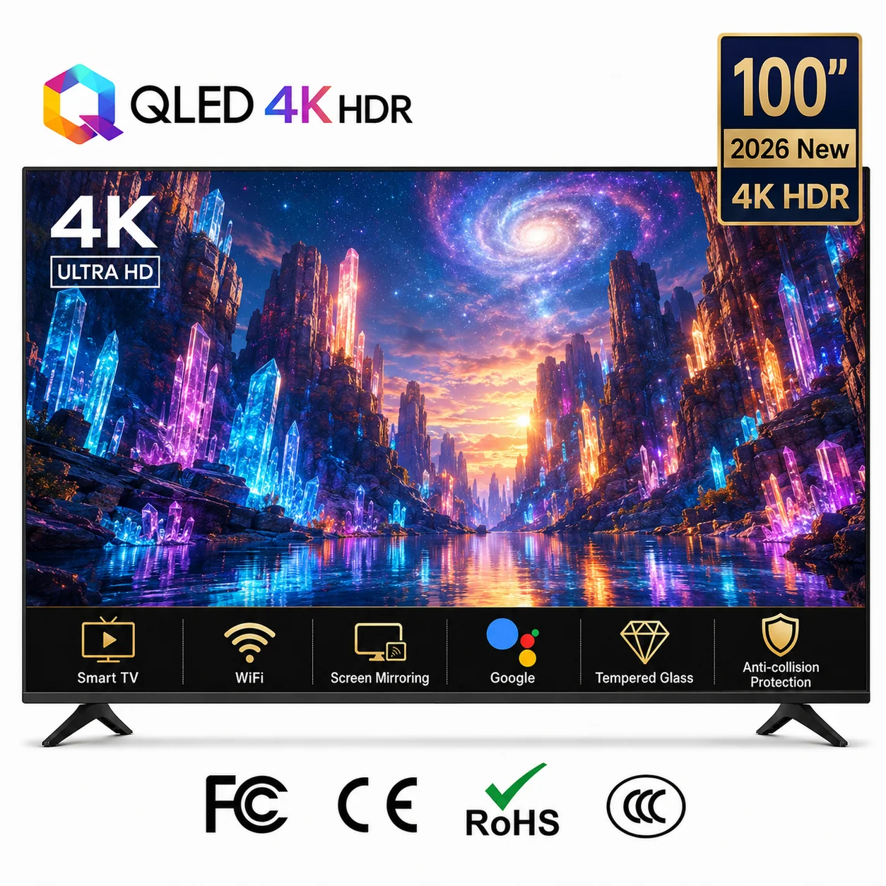 Side-by-side comparison of TCL QM8K 98-inch Mini LED TV and Roku Ultra 4K streaming device