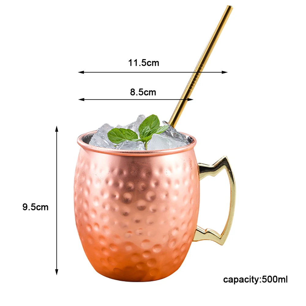 Amazon Hot Sale 2020 Home Bar Drinkware Copper Plated Cocktail Cups 304 Stainless Steel Mug 16oz Copper Beer Moscow Mule Cup