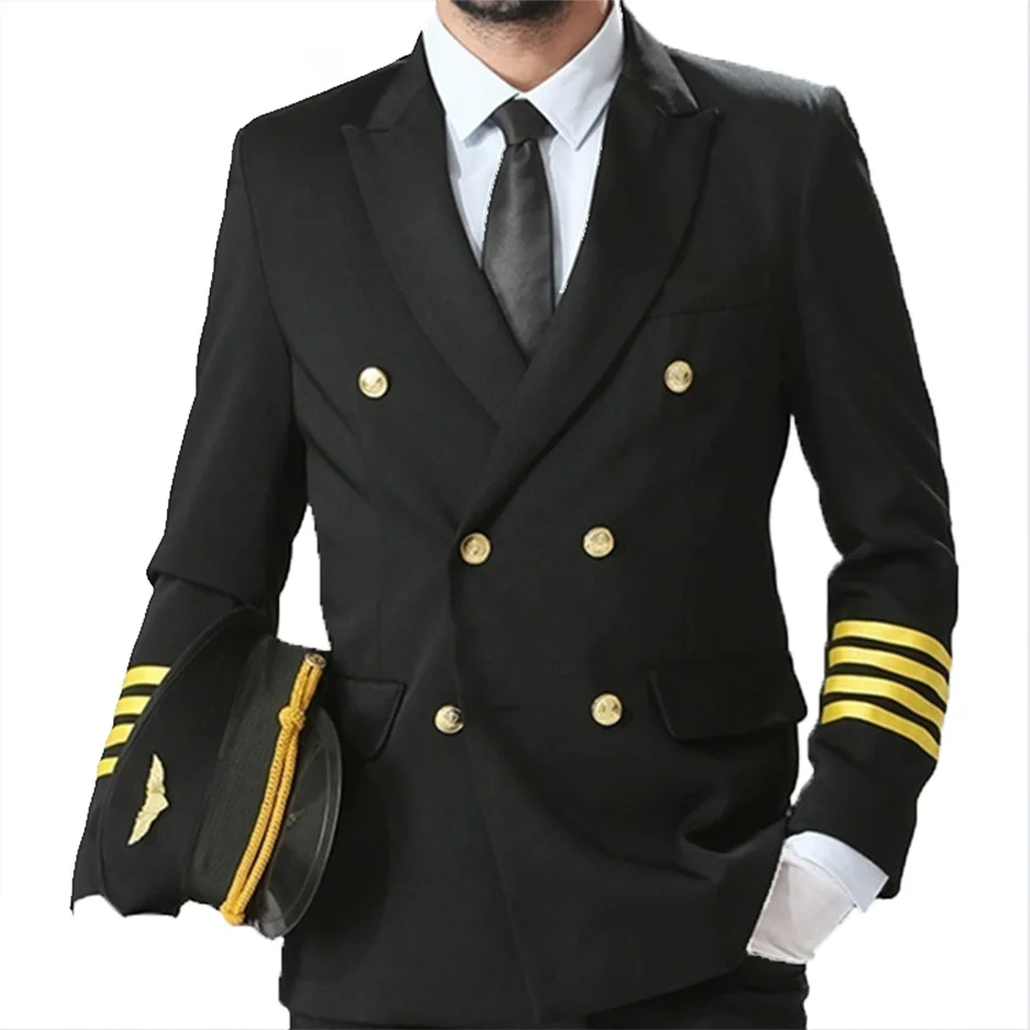 High Quality Men Airline Pilot Captain Suit Aviator Costume Uniform ...