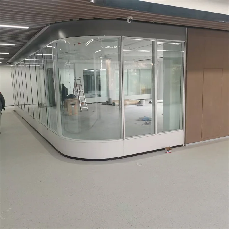 Double Glass Partition with 108mm Aluminum Frame Steel Keel & Built-In Louvers - Luxury Retail Boutique Use details