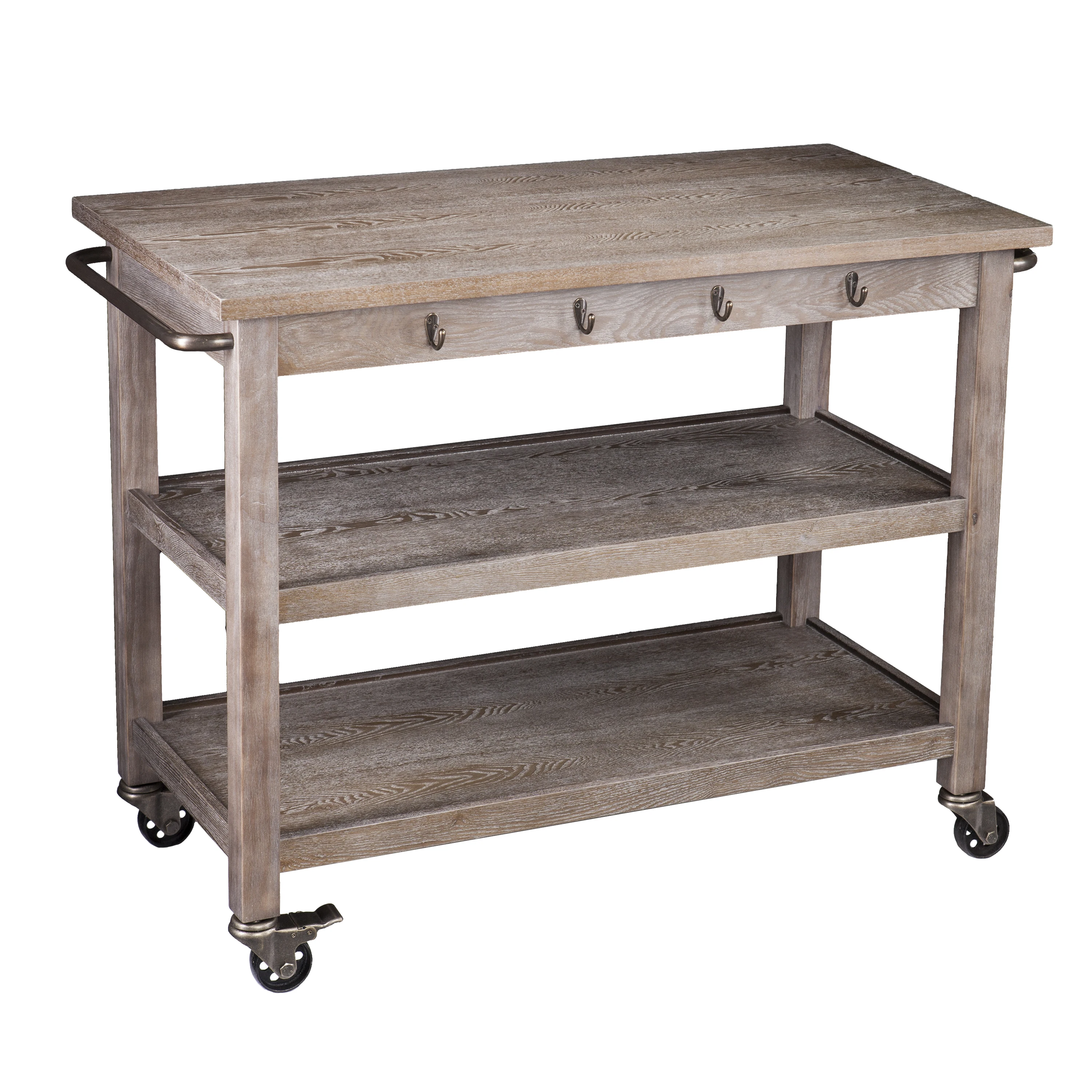
Functional Industrial Style Kitchen Cart With Hooks And Towel Racks 