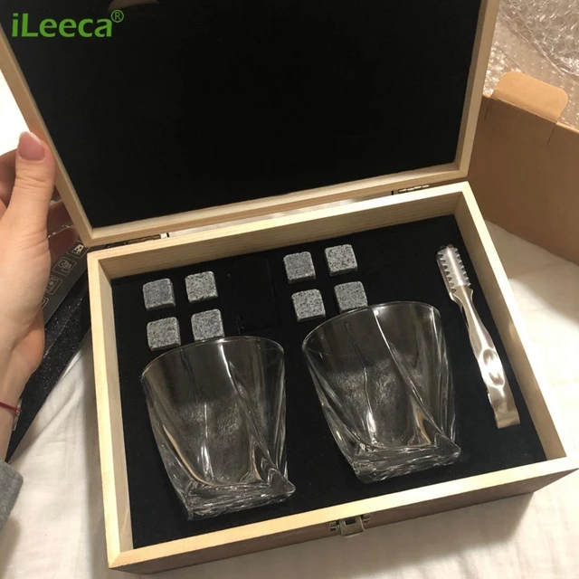 Iiimy Whisky Stones Gift Set 8 Whiskey Rocks + Stylish Wooden Box