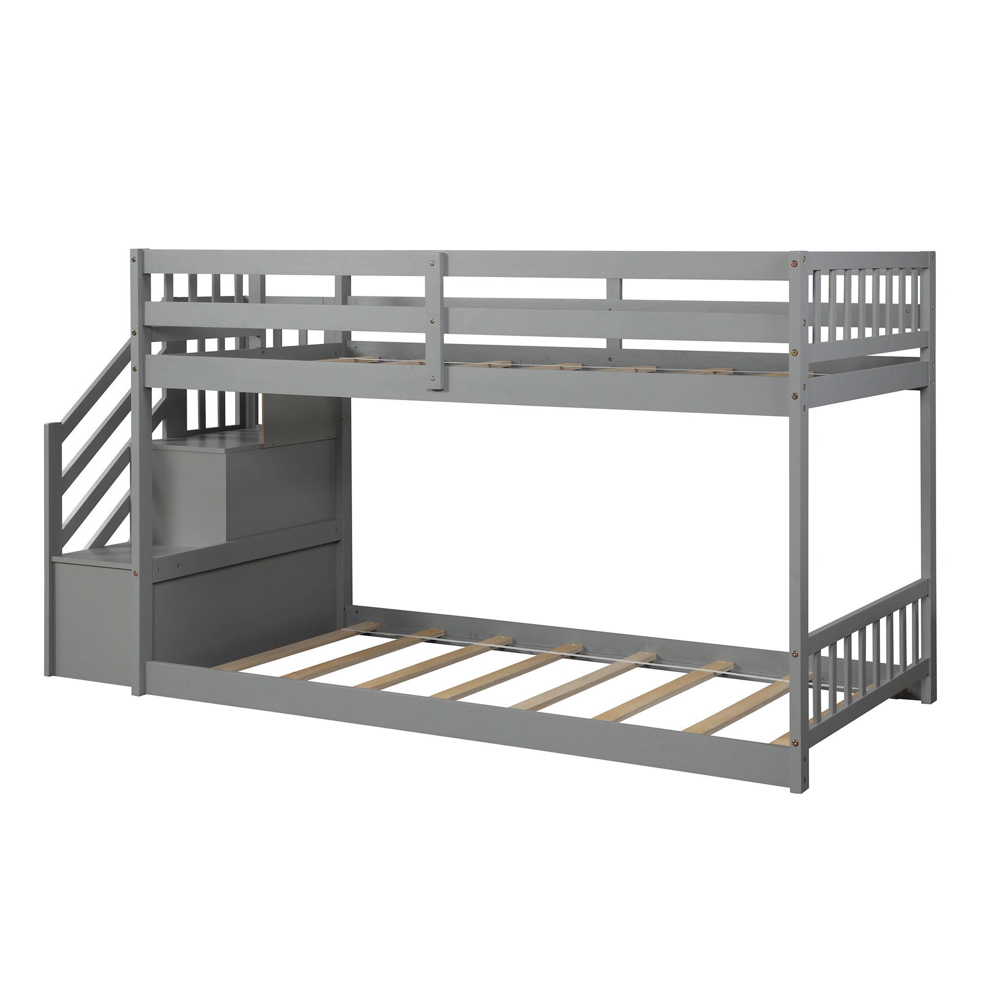 Floor Loft Bed,Ladder With Storage,Twin Size,Gray - Buy Floor Loft Bed ...