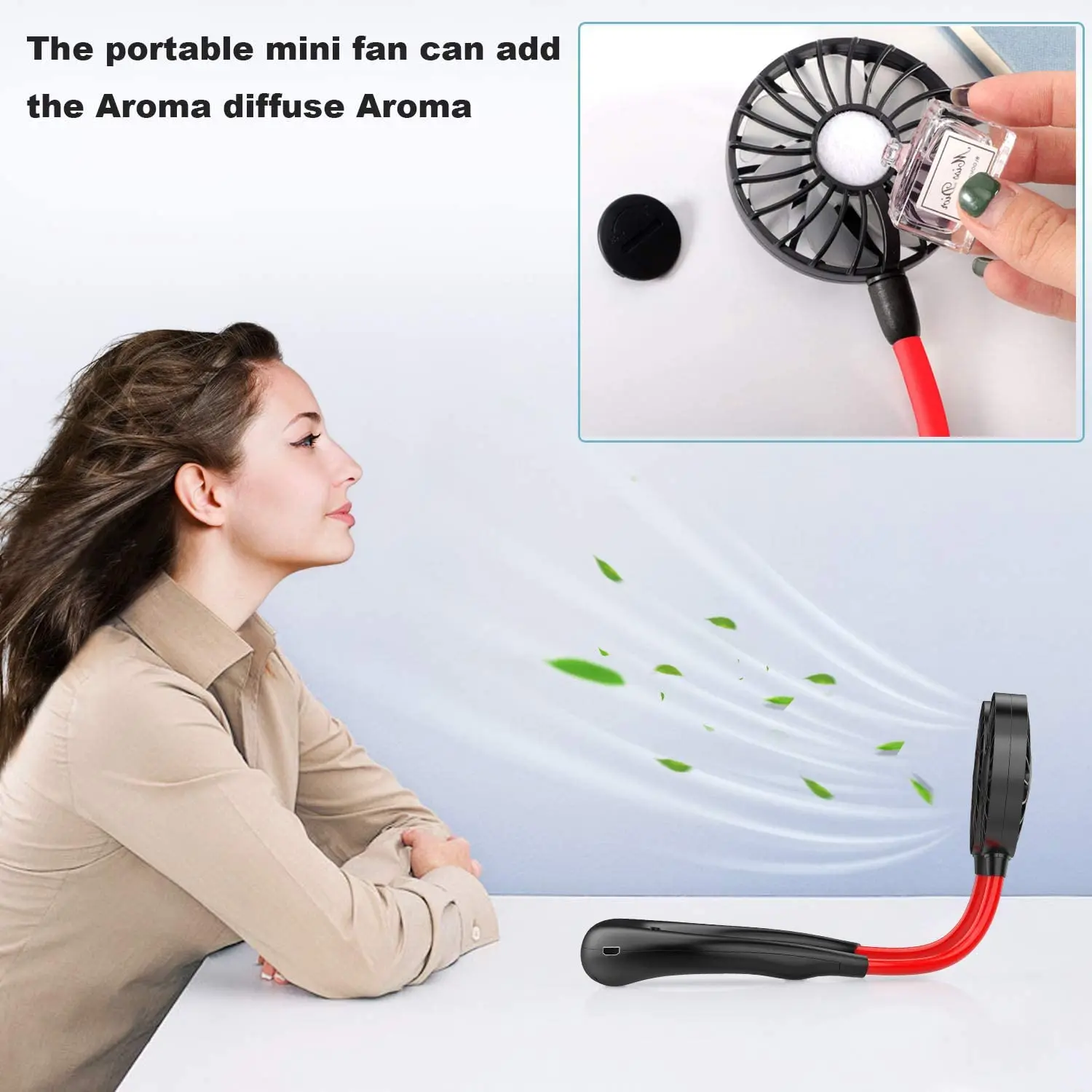 Cooling Fan,Hanging Neck USB Charging Adjustable Handheld Electric Fan Portable Mini Wind Cooler for Home Office Car Outdoor Travel
