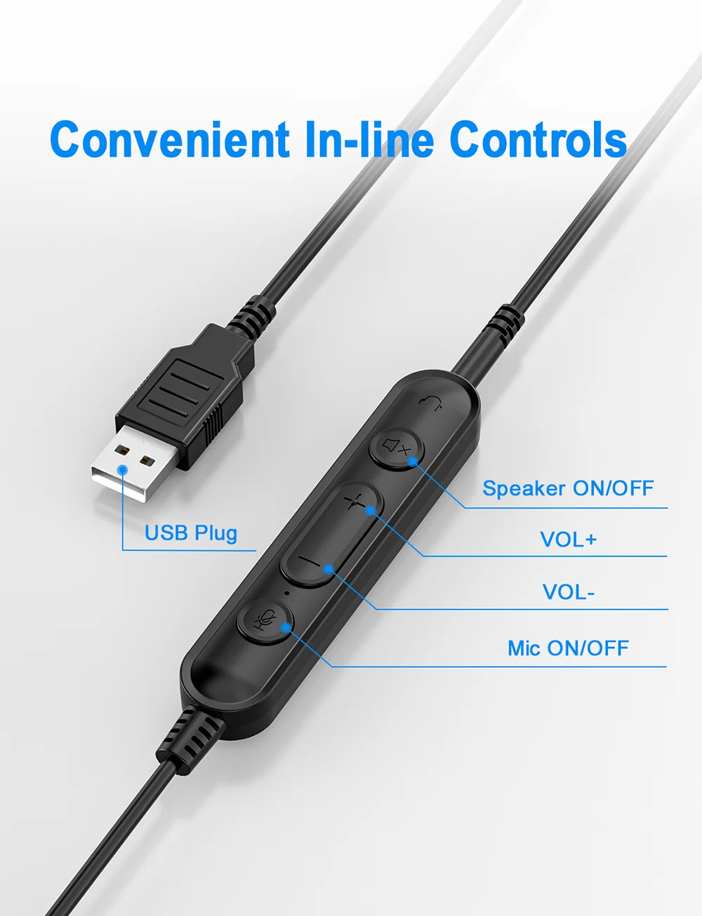 New Bee H360 3.5mm & Usb Plug Telephone Headphone Line Control Wired