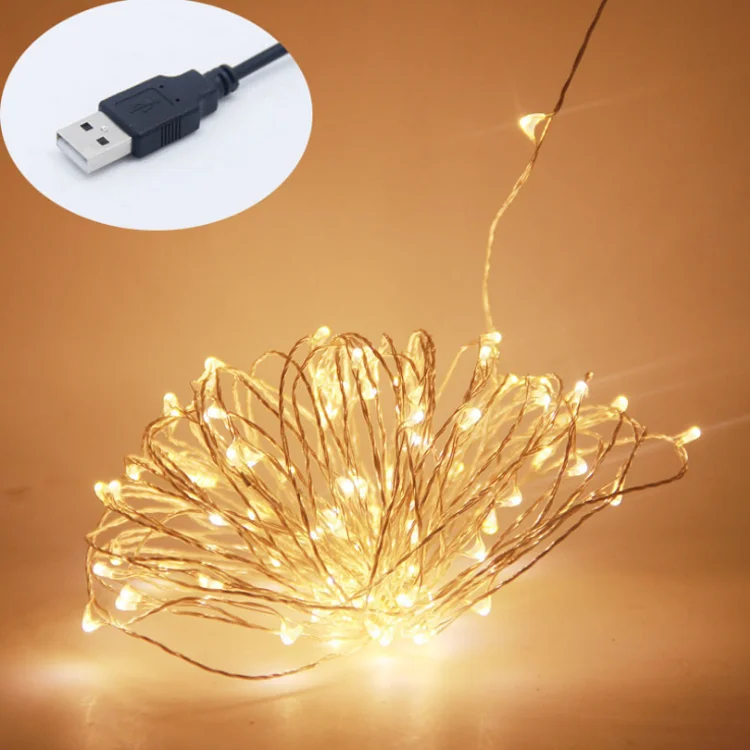 Festival Home Depot Christmas Lights Copper Wire String Fairy Lights with USB Powered