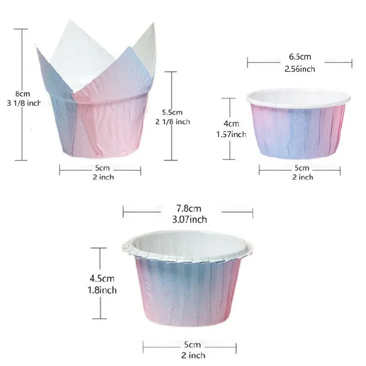 Gradient Color Muffin Cupcake Paper Cups Home Dessert Table Cups Muffin ...