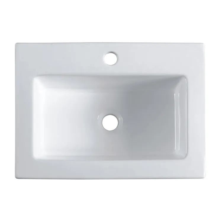 New design sanitary ware villa apartment office ceramic rectangular feather edge bathroom wash hand basin set sink bowl