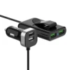 mobile phone accessories 60W QC3.0 multi usb fast car charger with 4 usb ports and 1.8M Extending cable For Backseat Passenger