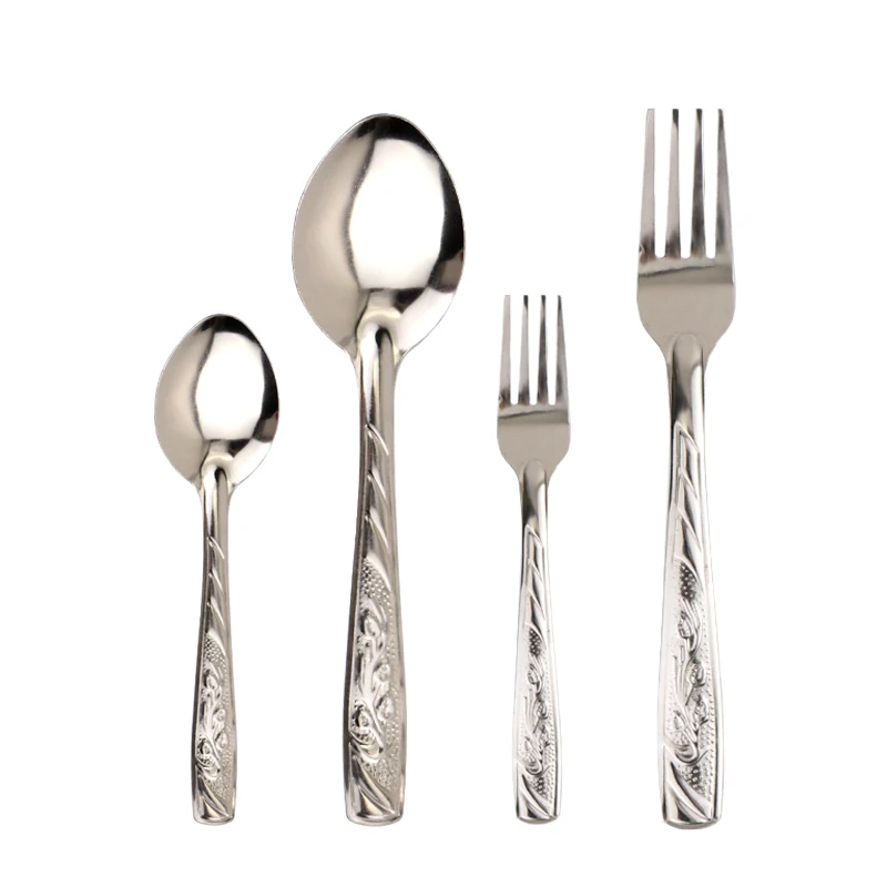 Inexpensive Bulk Metal Rice Spoon Fork Set Stainless Steel Flatware Set