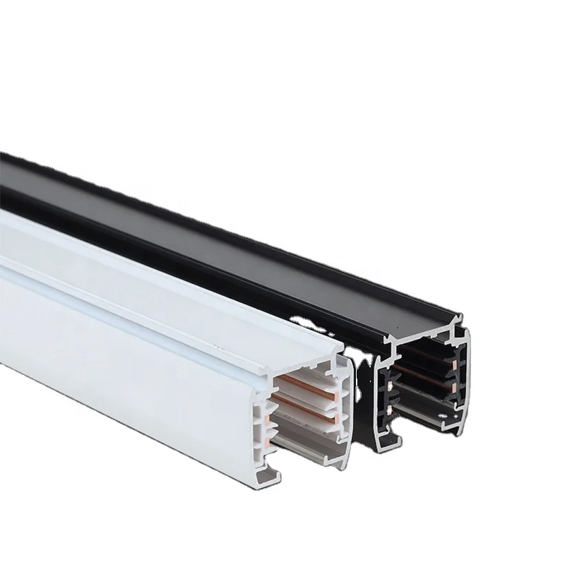 White and black track lighting system can be customized 3-phase 4-wire led track rail and track light accessories