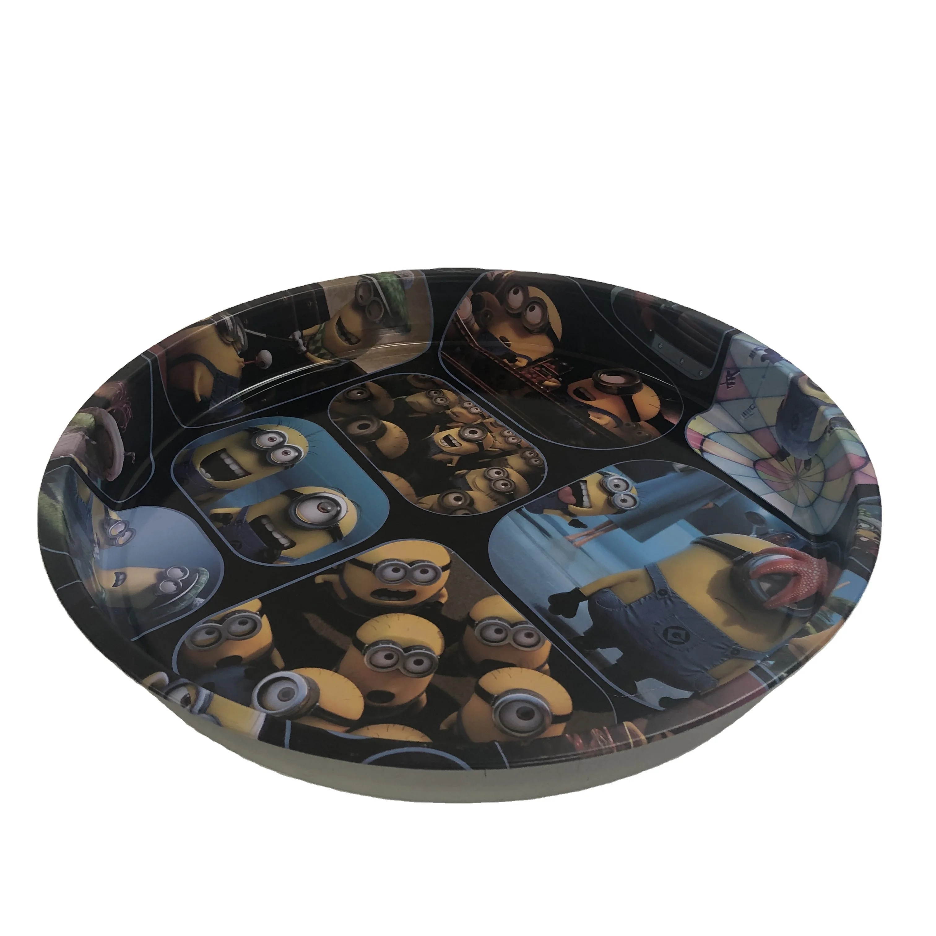 33x4cm Wholesale Round Antislip Serving Rolling Metal Tin Tray For Bar