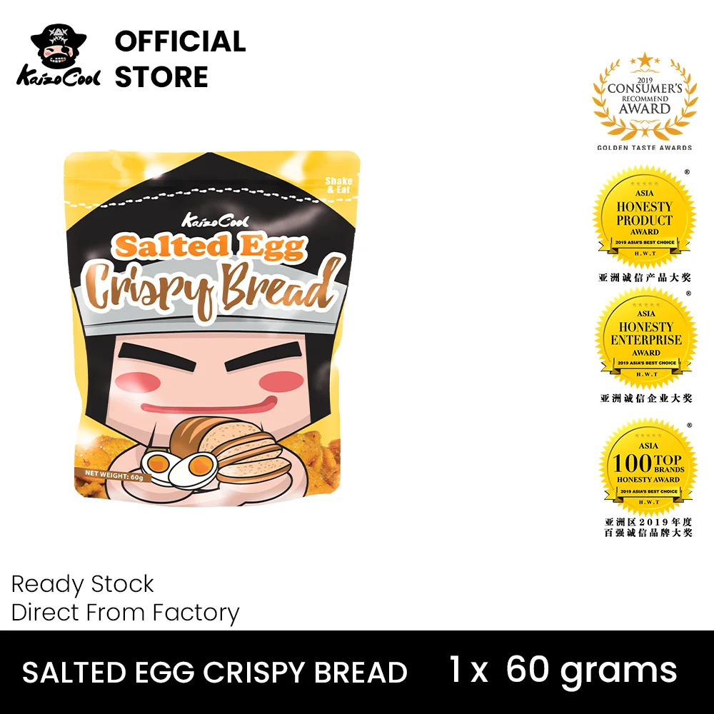 
KaizoCool Salted Egg Crispy Bread - Salted Egg Roti Kok 60 grams 