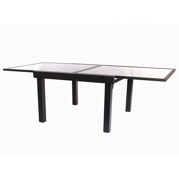 Outdoor Garden Aluminum Metal Glass Extension Table 135cm To 270cm