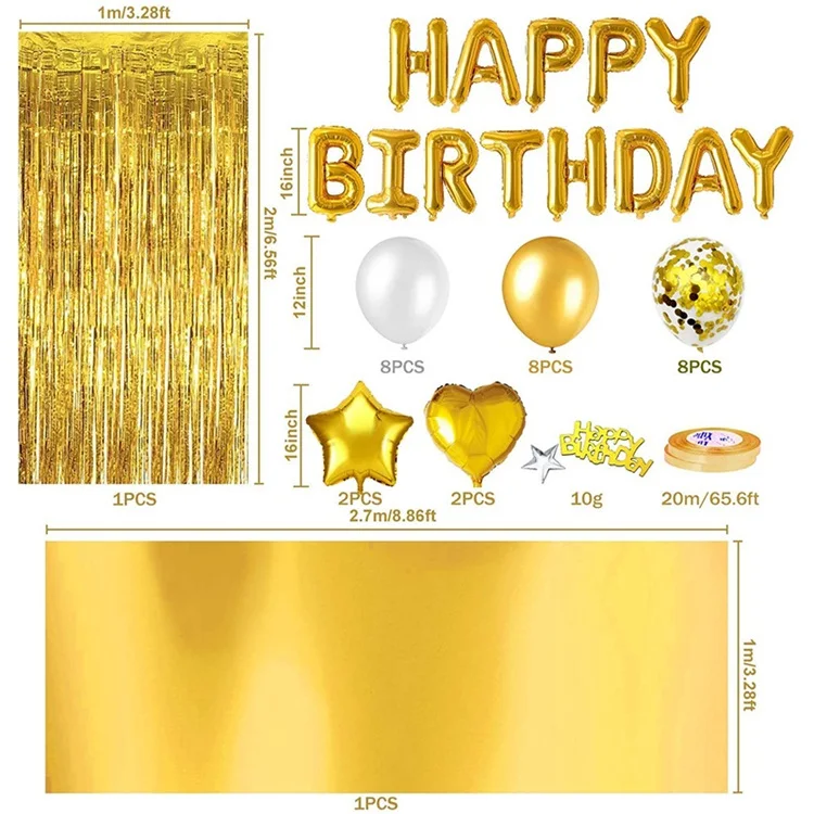 Happy Birthdays Theme Party Set Decoration Rose Gold Happy Birthdays Balloon ,Banner set