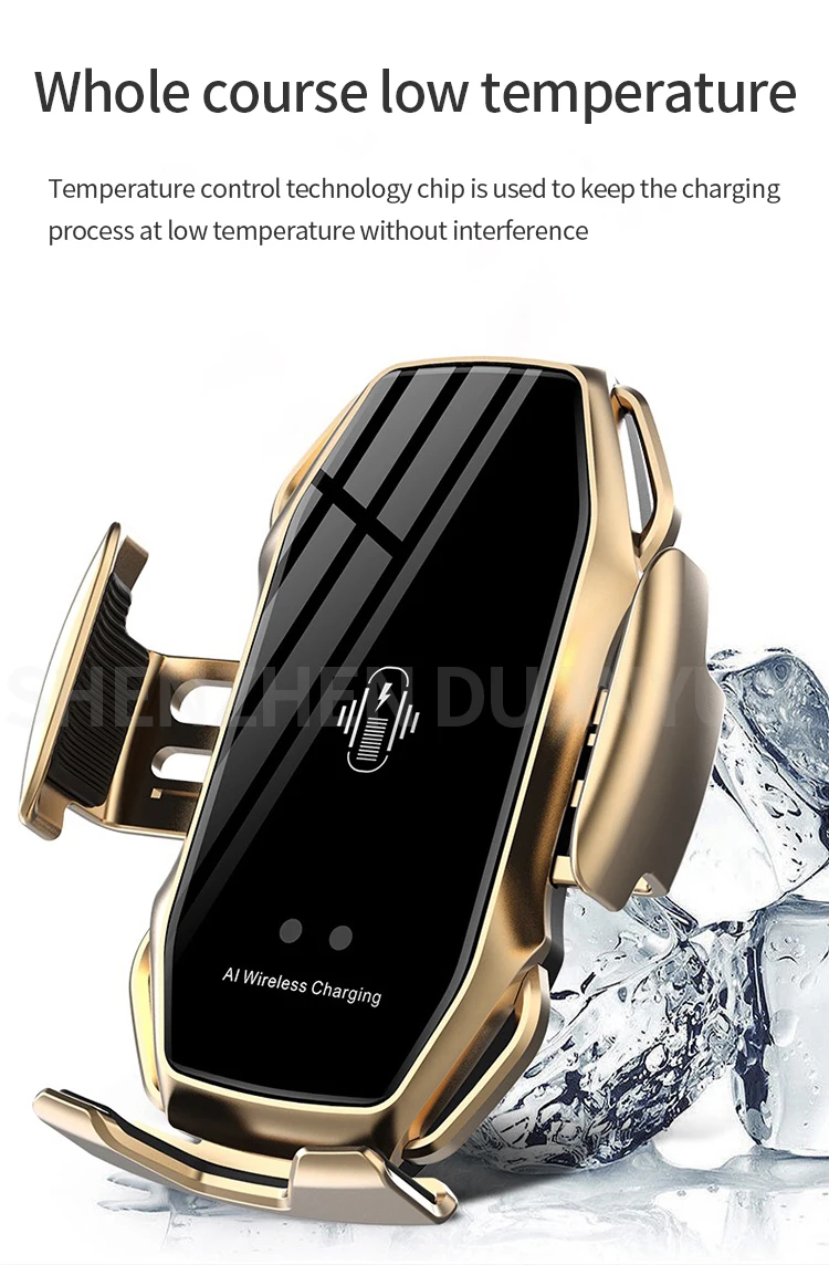 Real Factory Direct Touch Sensing Automatic Retractable Clip Fast Charging Wireless Car Holder Compatible Suit for iPhone Xs Max