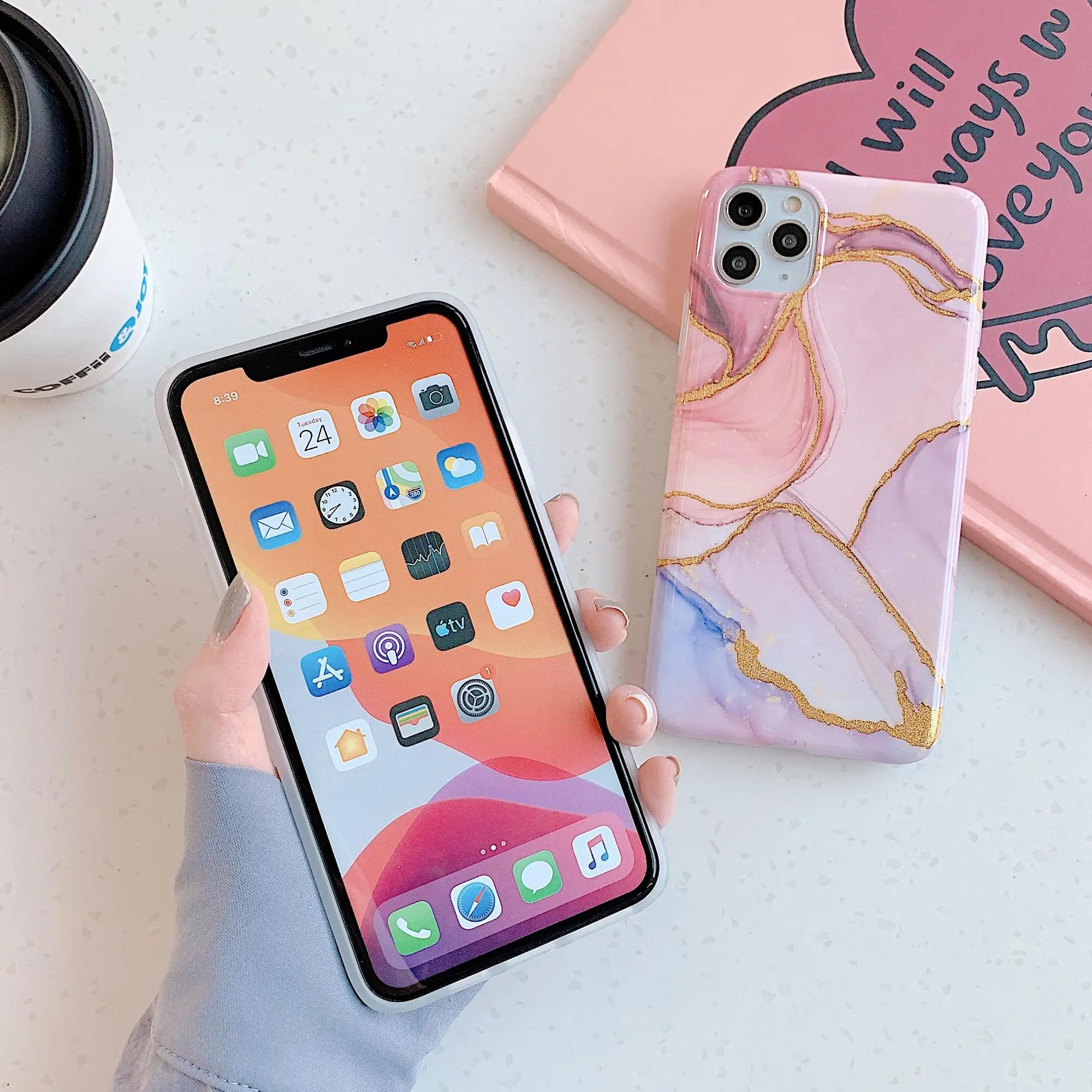 Soft Silicone TPU Colorful Gradient Marble Phone Case for iPhone Xs Max 8 Plus ,  for iPhone Xr Case Granite