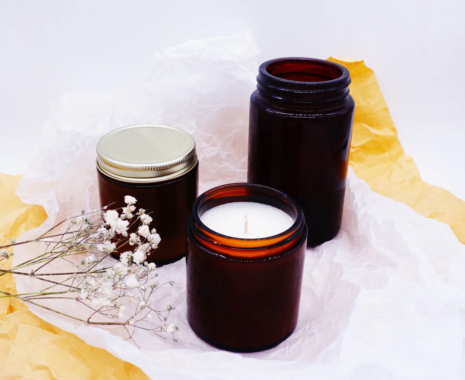 Custom Heat Resistant Frosted 8 Oz Matte Glass Candle Jar With Metal