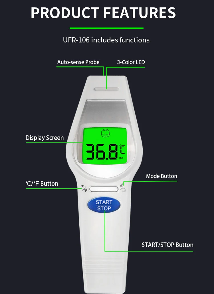 Multi Function Medical Mini Infrared Digital Wireless Baby Infrared Forehead Thermometer Bluetooth