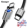 Magnetic USB C to USB C Cable Braided Nylon 100W PD QC Quick Charge 4.0 3.0 Type-C Cord for MacBook Pro Huawei P30 Dell XPS