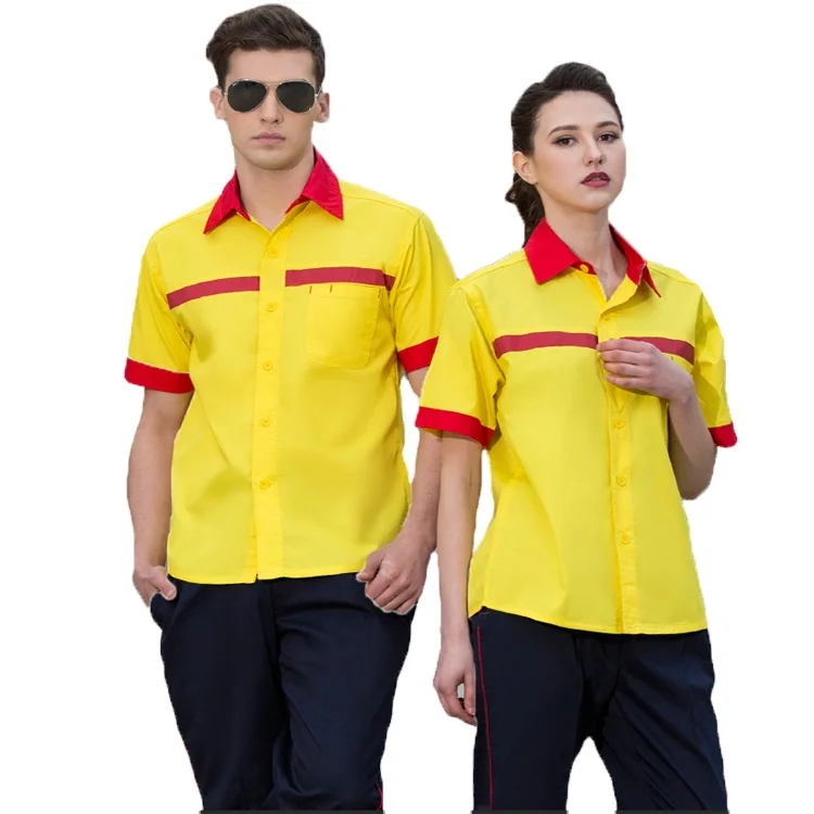 Cheap Short Sleeve Gas Station Uniform Anti-static Coat Car Beauty ...