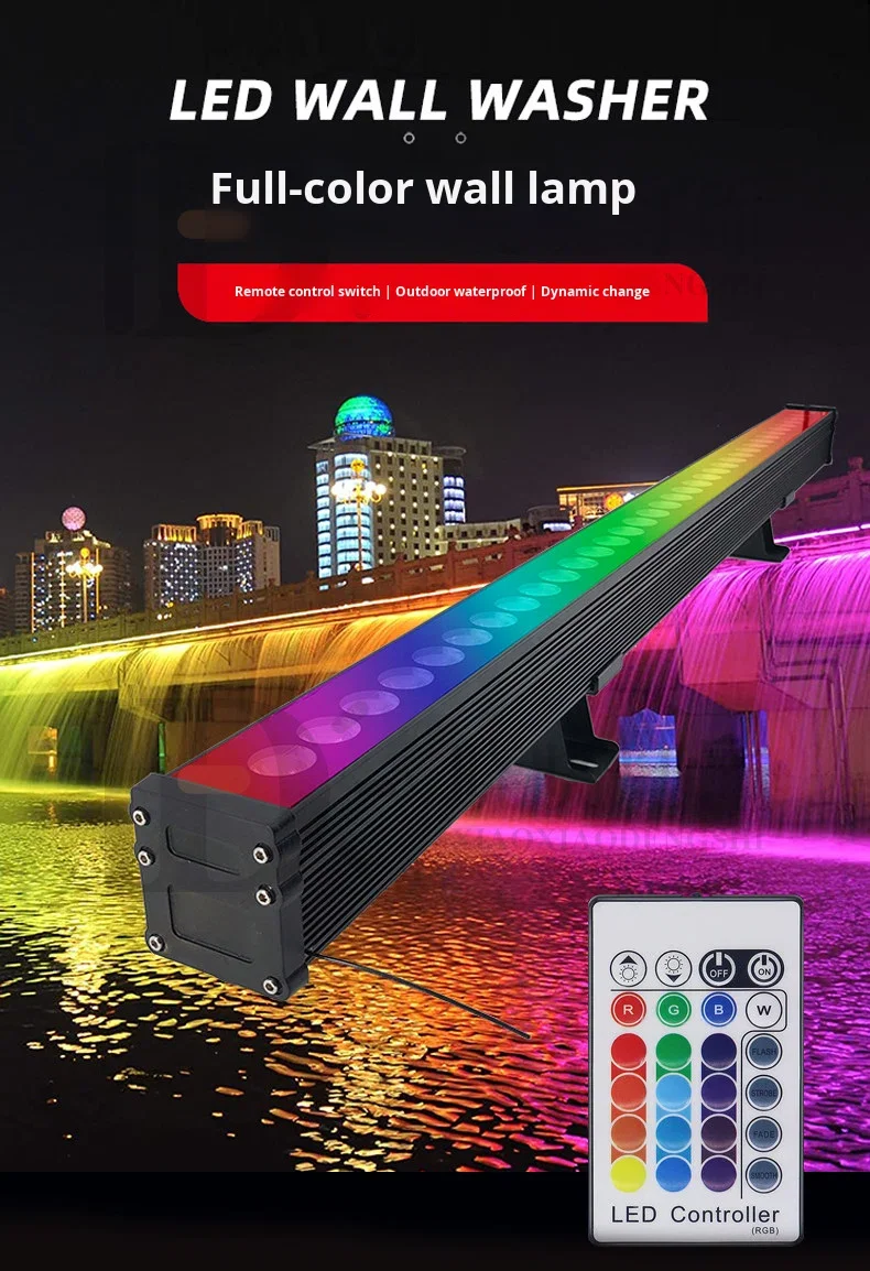 product led ip65 waterproof pvc wall washer outdoor full color remote control 36w building lighting exterior colorful sign projection-1