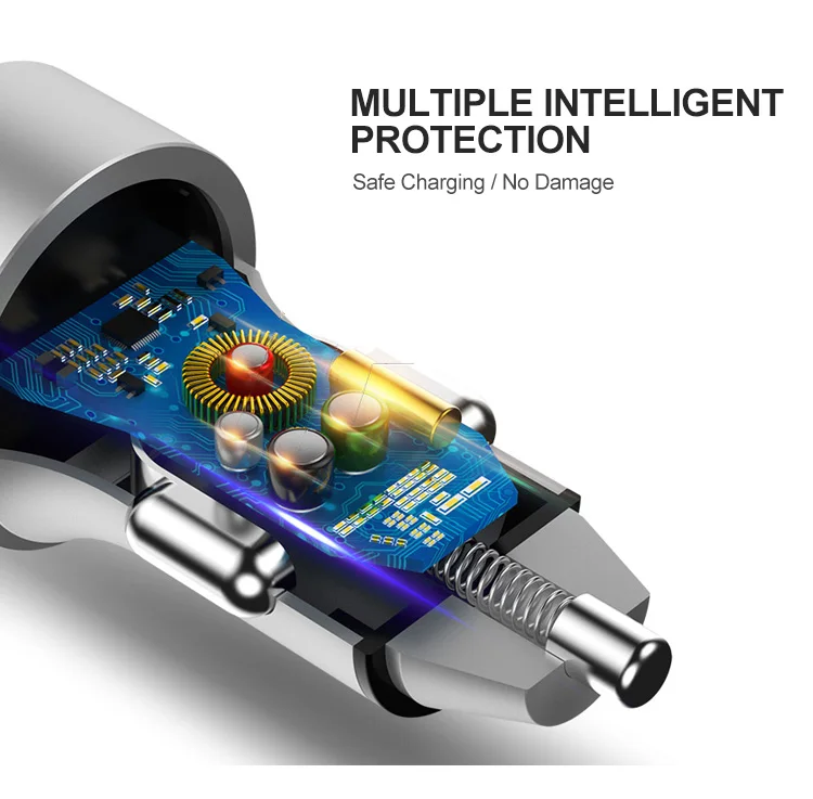 Shenzhen Manufacturer 2 Ports 5V 2.4A Dual USB Car Charger Adapter With Led Voltmeter Display