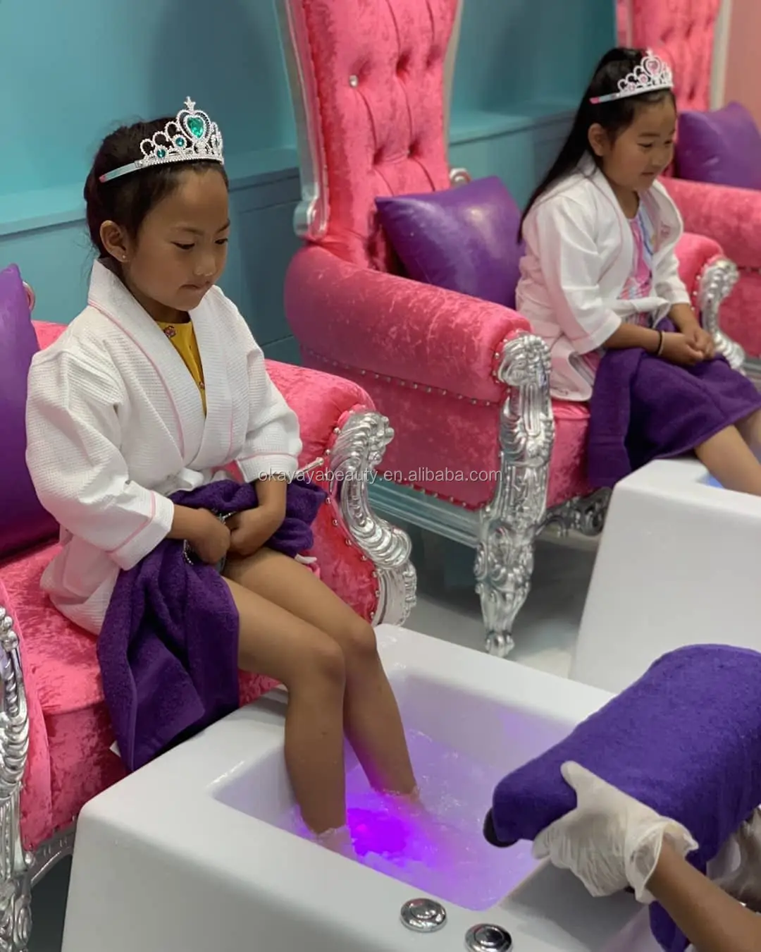 2020 Pink Kids Nail Salon Equipment Furniture Throne Chairs Luxury Foot