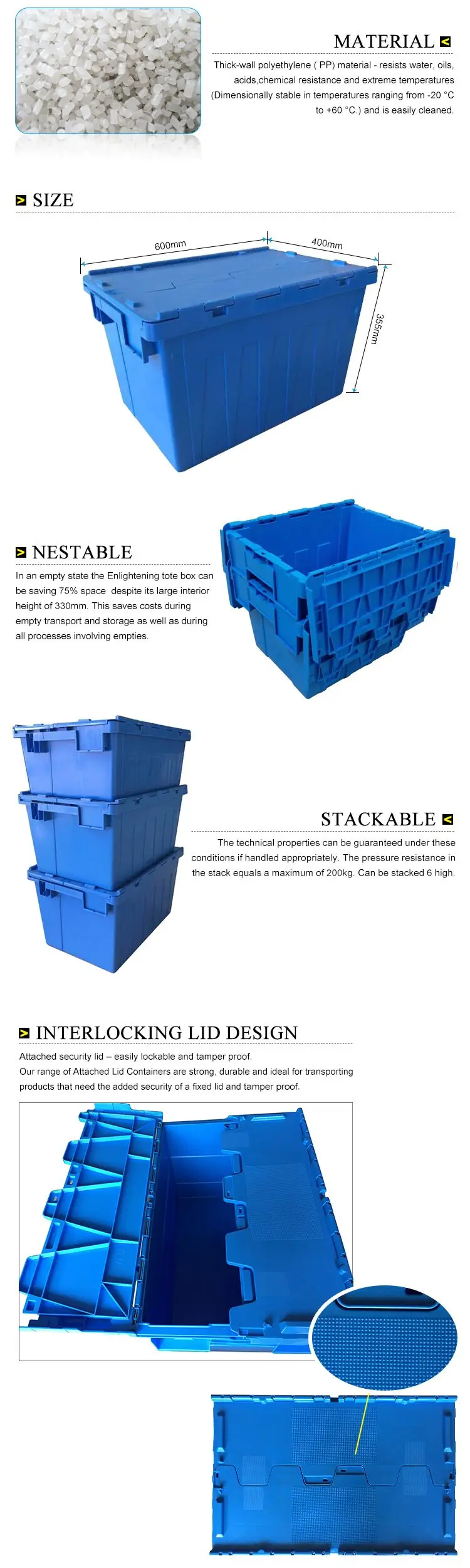 Join Custom Stackable Containers Plastic Moving Crate With Lid Storage Container With Attached