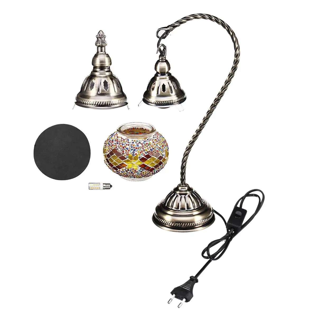 Custeme Stained Glass Table Lamps Hotel Bedroom Retro Art Decorative