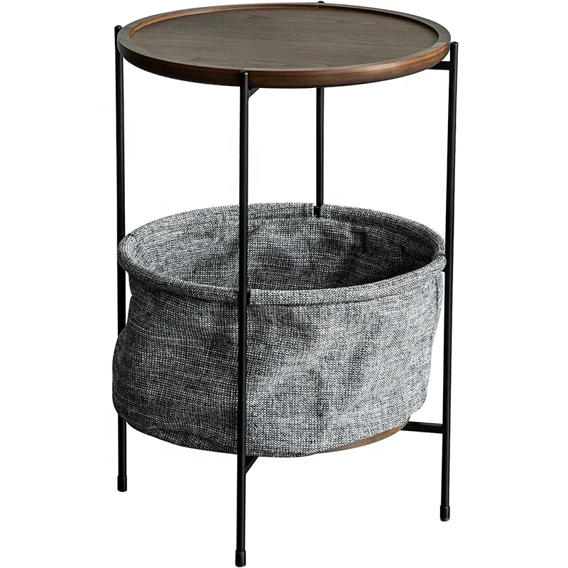 Swt Modern Design Living Room Solid Wood Tray Side Table With Fabric Storage Box Buy Solid