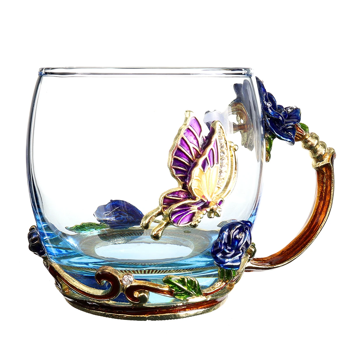 2020 红玫瑰珐琅玻璃咖啡壶装饰花卉压花图案外面