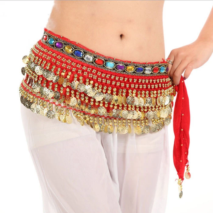 Accessoires de foulard de hanche de danse du ventre de dame jupe de  ceinture à 3 rangées de danse du ventre