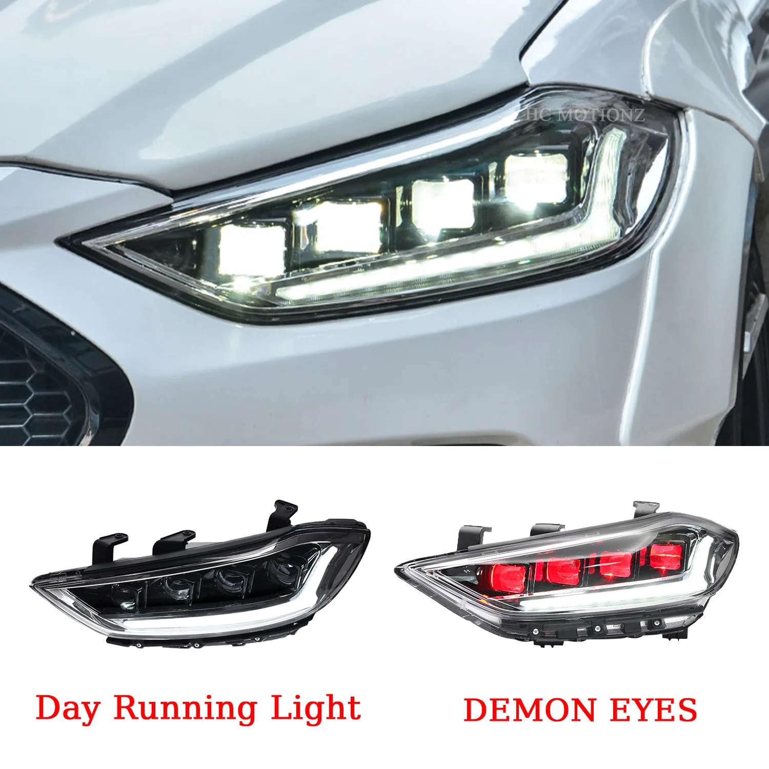 Hcmotionz Factory Full Led Head Lights Assembly 20162018 Drl Start Up Animation Elantra Front