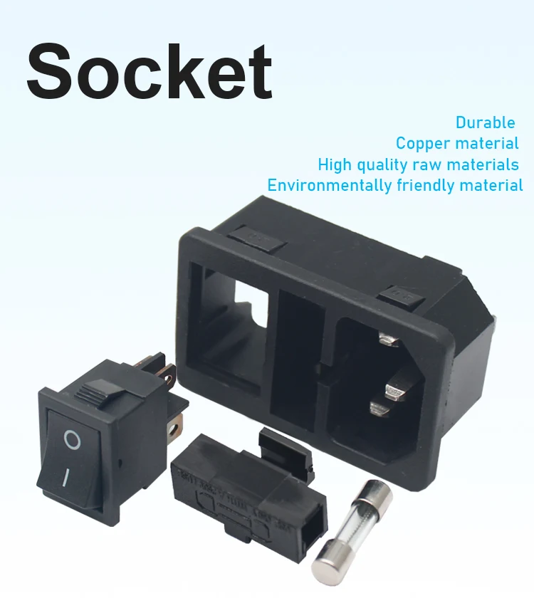 10a 250vac 3 Pin Iec 320 C14 Inlet Connector Plug Power Socket With