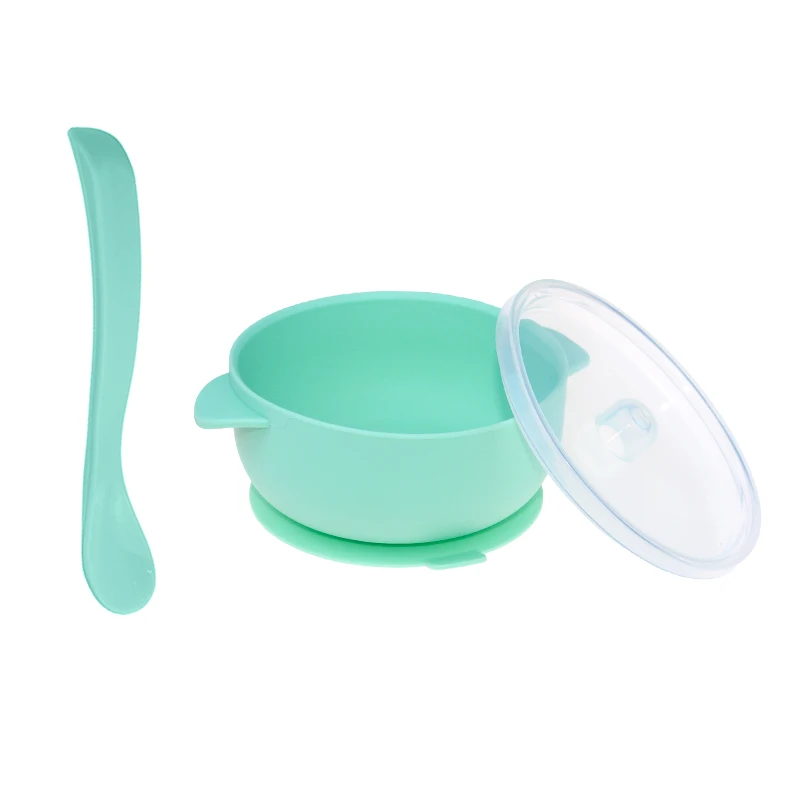 Food grade silicone bowls with lid and spoon for kids