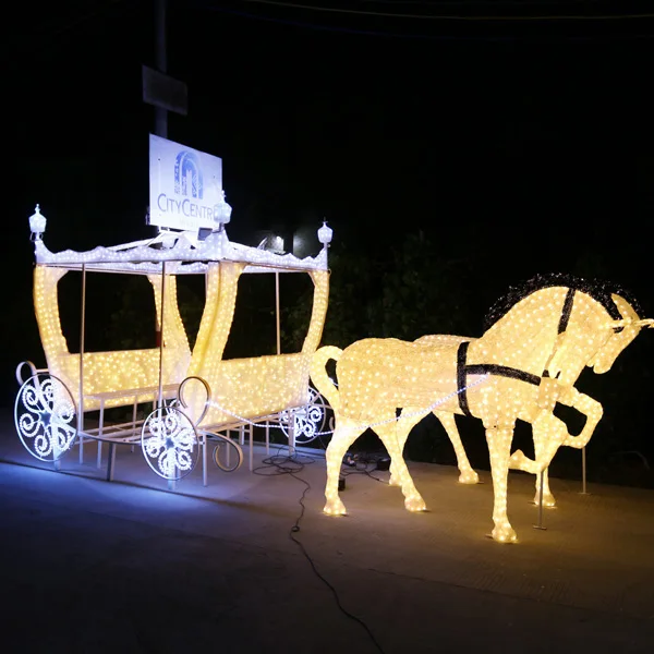 7*2*2m Double Horse-drawn RV Motif Lighting For Festival Decoration Led Sculpt Lamp