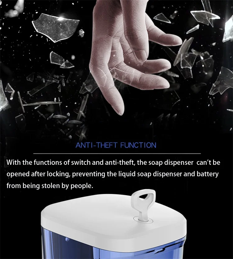 Public Place Non Touch Induction Automatic Pump Battery Powered Liquid Soap Dispenser