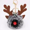New Christmas elk fur pompom ball key chain